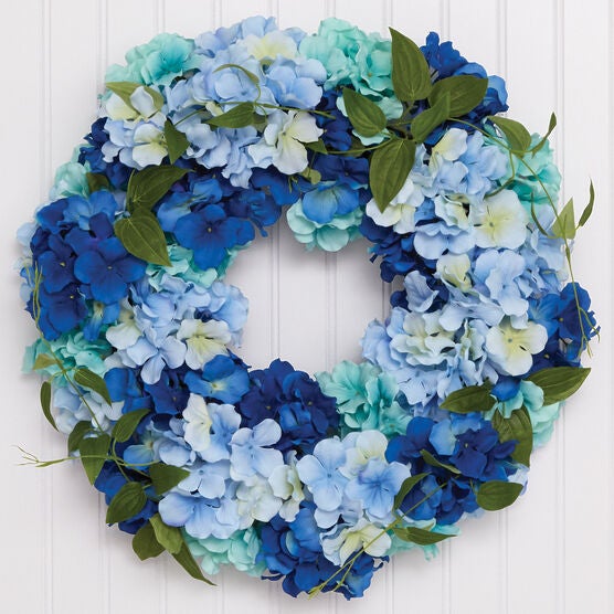 Blue Hydrangea Wreath Decor Brylane Home