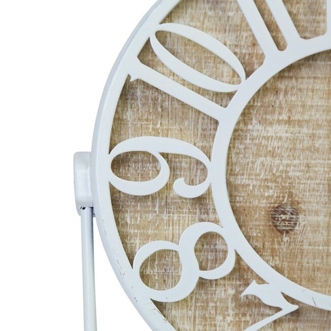 Dominick Wood and Metal White Table Clock, , alternate image number null