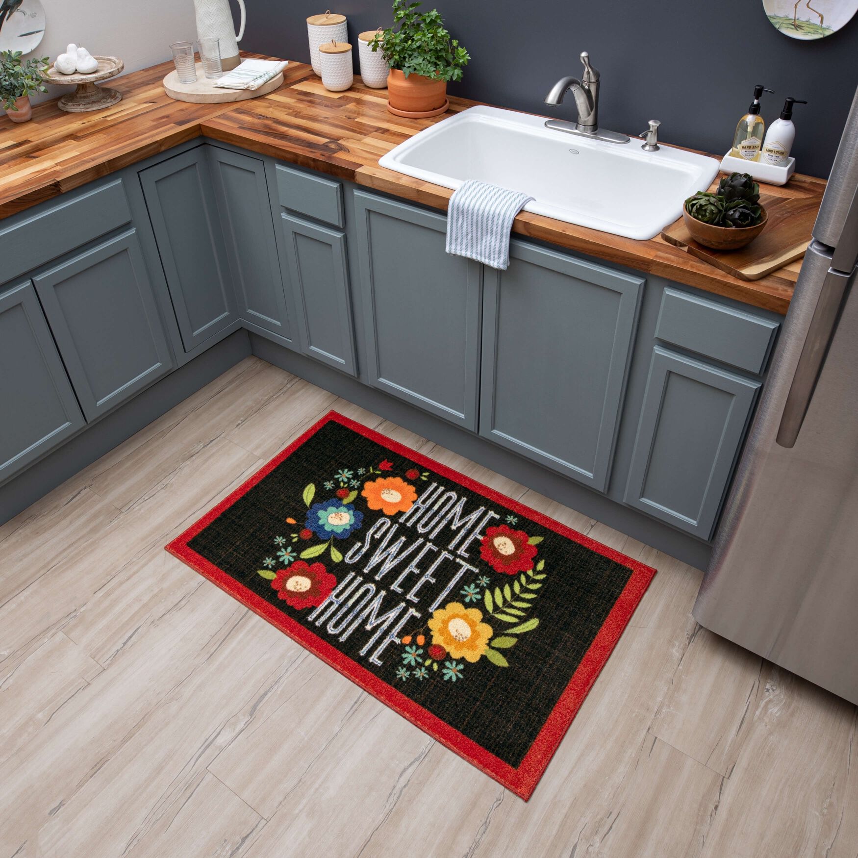 Home Sweet Flowers Kitchen Rug, , alternate image number 5