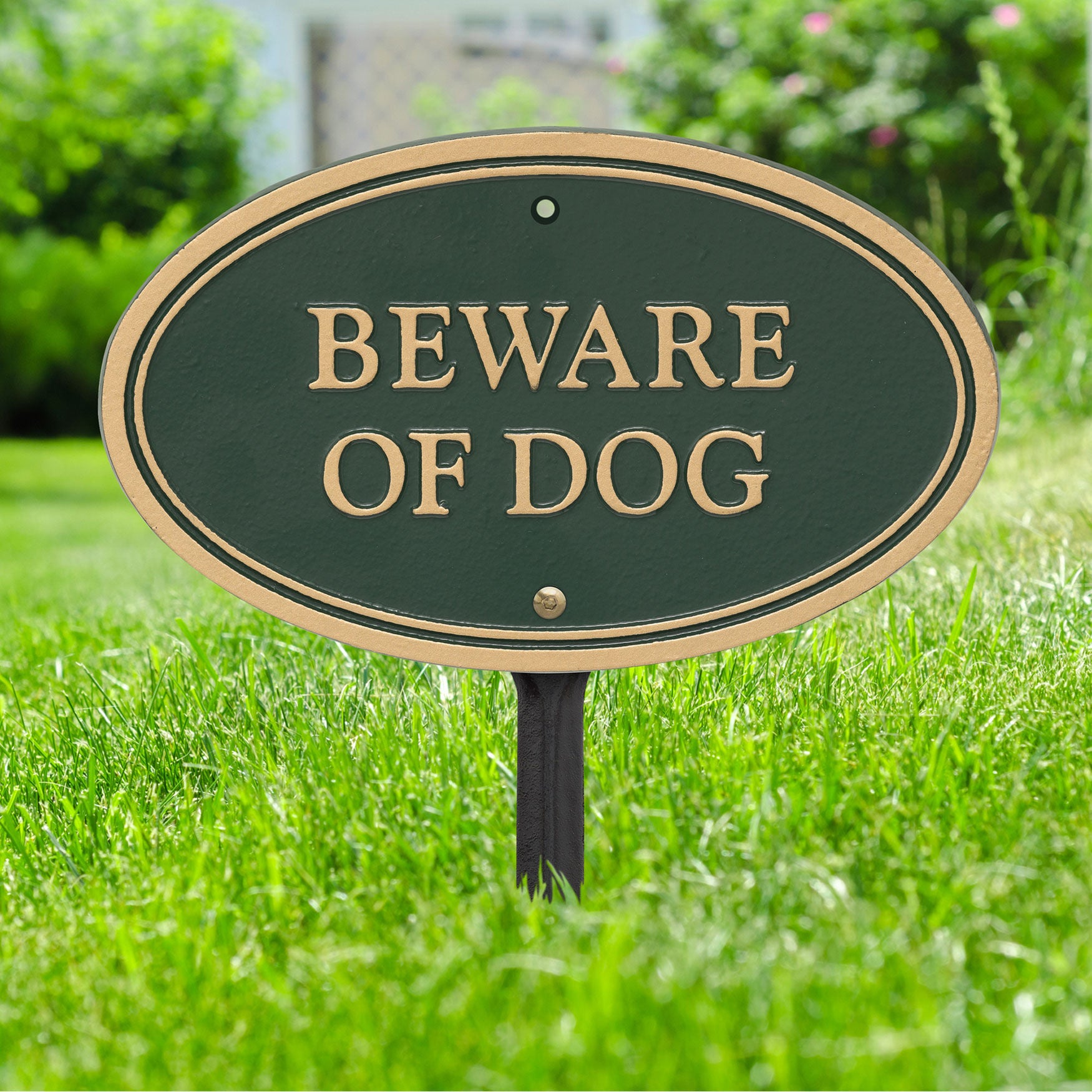 Beware of Dog Oval Wall/Lawn Statement Plaque, , alternate image number 2