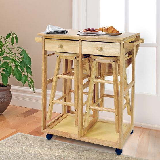 Breakfast Cart with Drop-Leaf Table-Natural, , alternate image number null