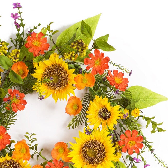 Sunflower Wreath 22 inchesD Polyester/Plastic, , on-hover image number null
