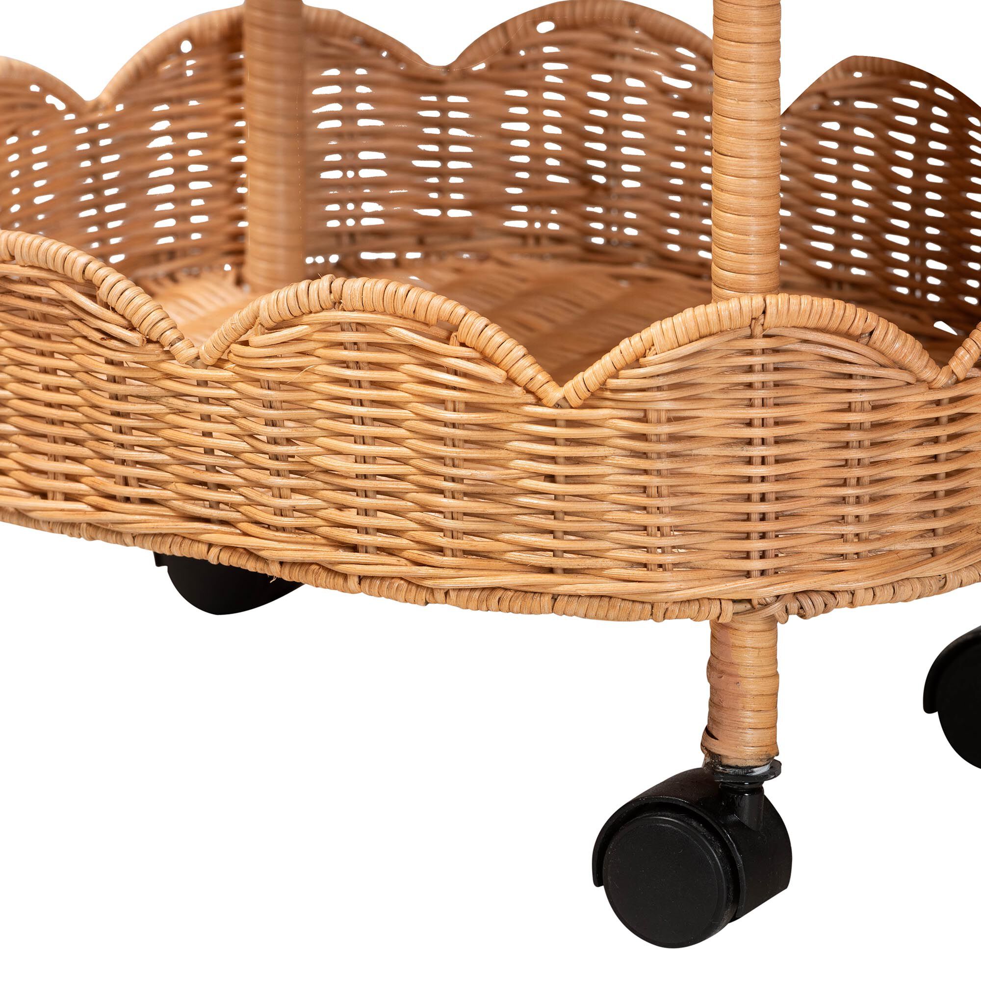 Bulana Natural Rattan 3-Tier Rolling Storage Cart, HONEY, alternate image number 5
