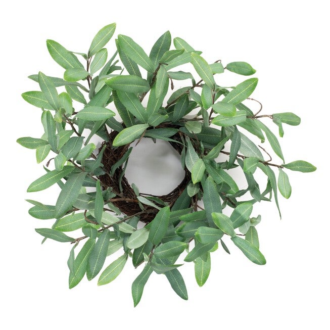 Olive Leaf Candle Ring 12 inchesD, GREEN, alternate image number null