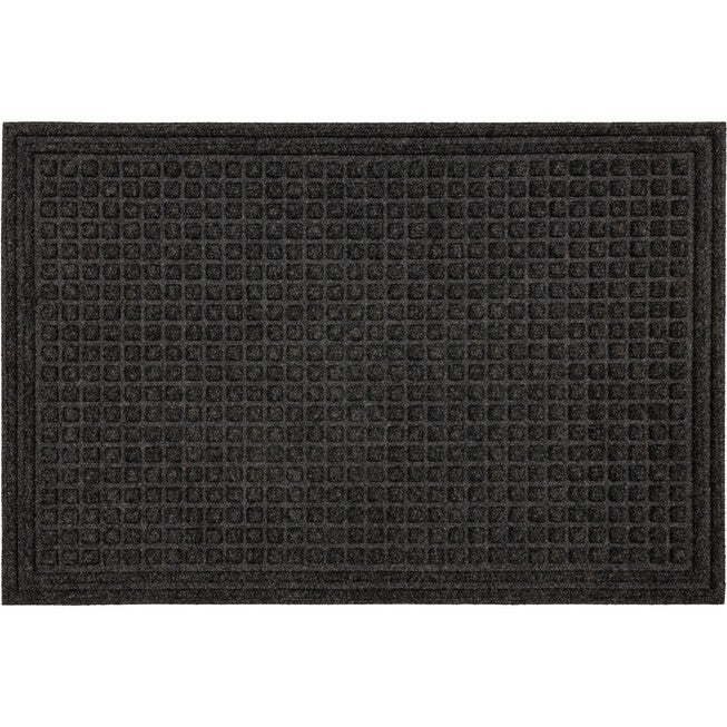 Waffle Grid Impression Door Mat, ONYX, hi-res image number 0