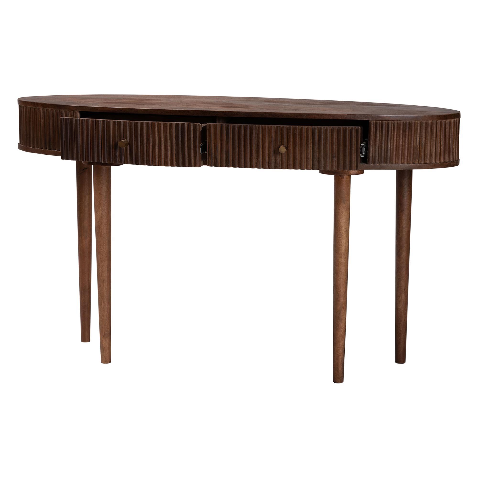 Linore Fluted Wood Console Table, WALNUT, alternate image number 2