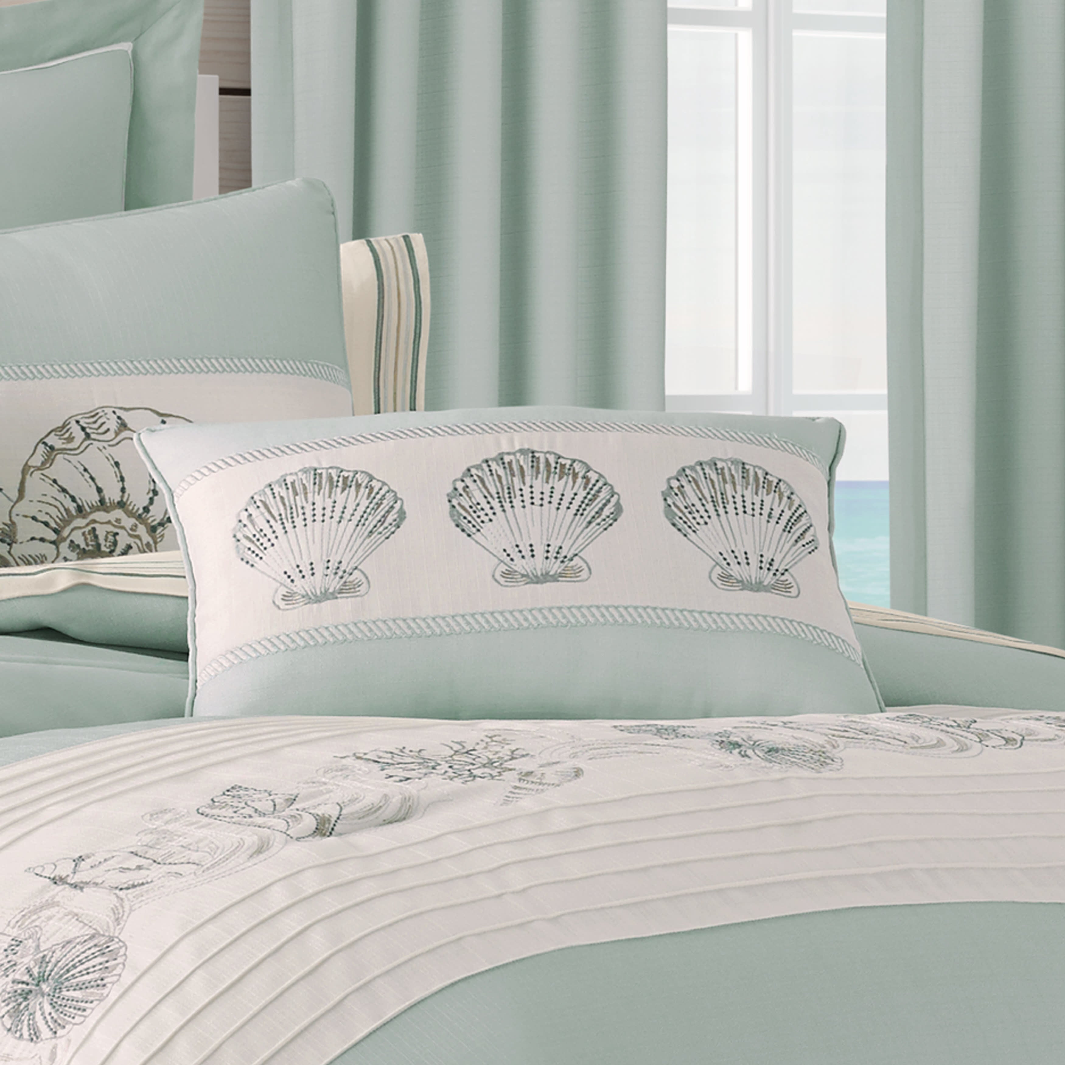 Water's Edge Boudoir Decorative Throw Pillow, AQUA, alternate image number null