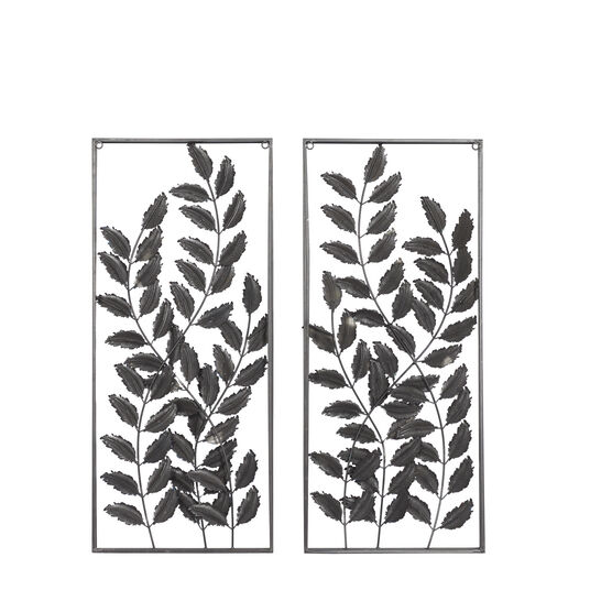 Set Of 2 Black Metal Traditional Floral Wall Decor, , alternate image number null