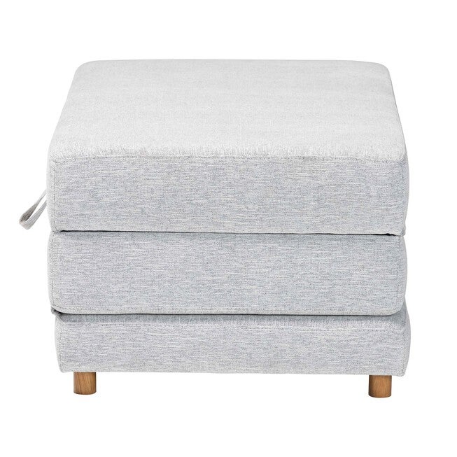 Sabriel Modern Light Grey Fabric Convertible Sleeper Ottoman, LIGHT GREY/OAK BROWN, alternate image number 3