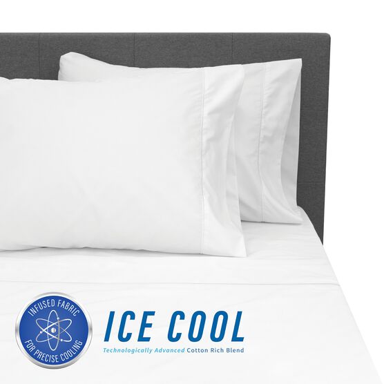 SensorPEDIC Ice Cool 400 Thread Count Cotton-Rich White Sheet Set, WHITE, hi-res image number null
