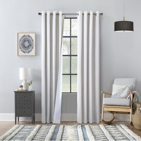 Thermaplus Bedford Indoor Grommet Curtain Panel Pair, WHITE, hi-res image number null