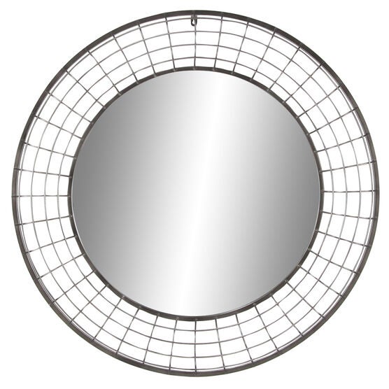 Black Industrial Metal Wall Mirror, BLACK, hi-res image number null