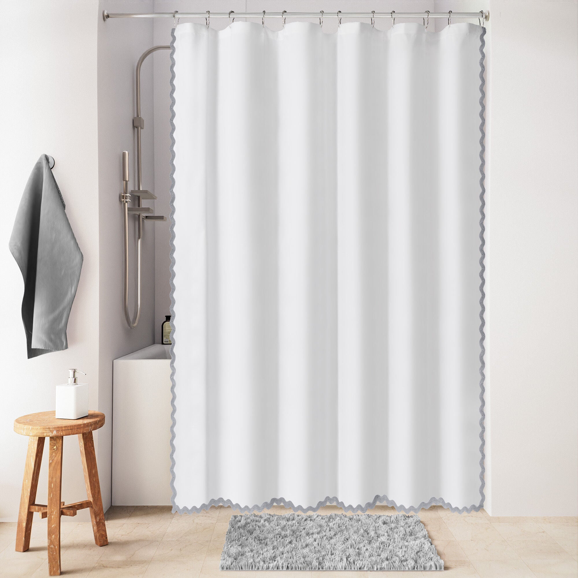 Scalloped Fabric Shower Curtain