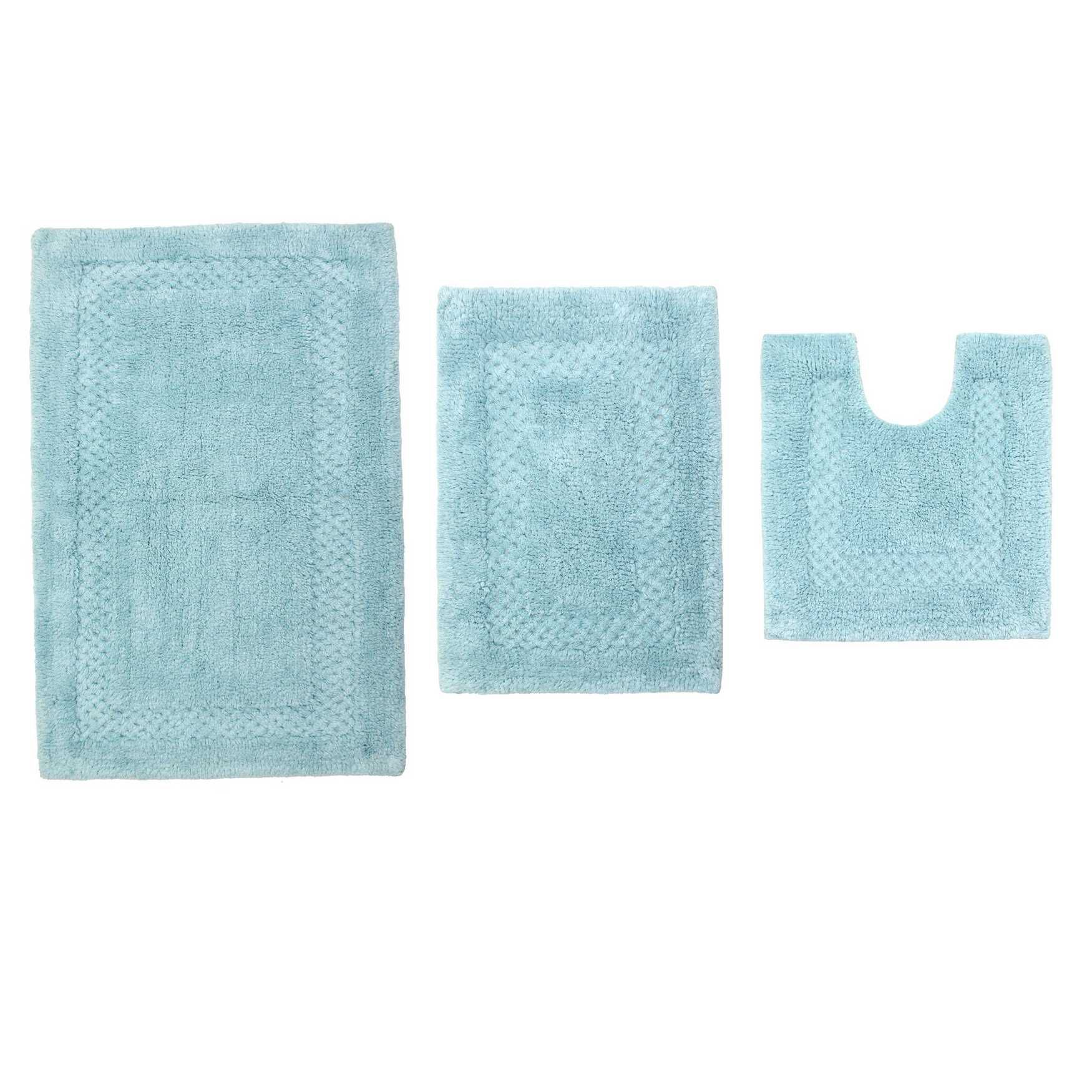Classy Bathmat 3 Piece Bath Rug Collection, AQUA, hi-res image number 0