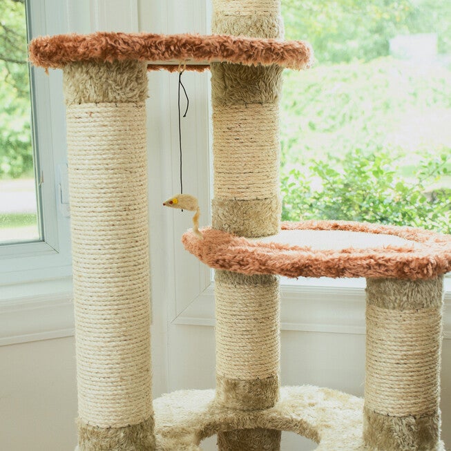 Real Wood 66 inches Cat Climber Junggle Tree With Sisal Carpet Platforms, , alternate image number null