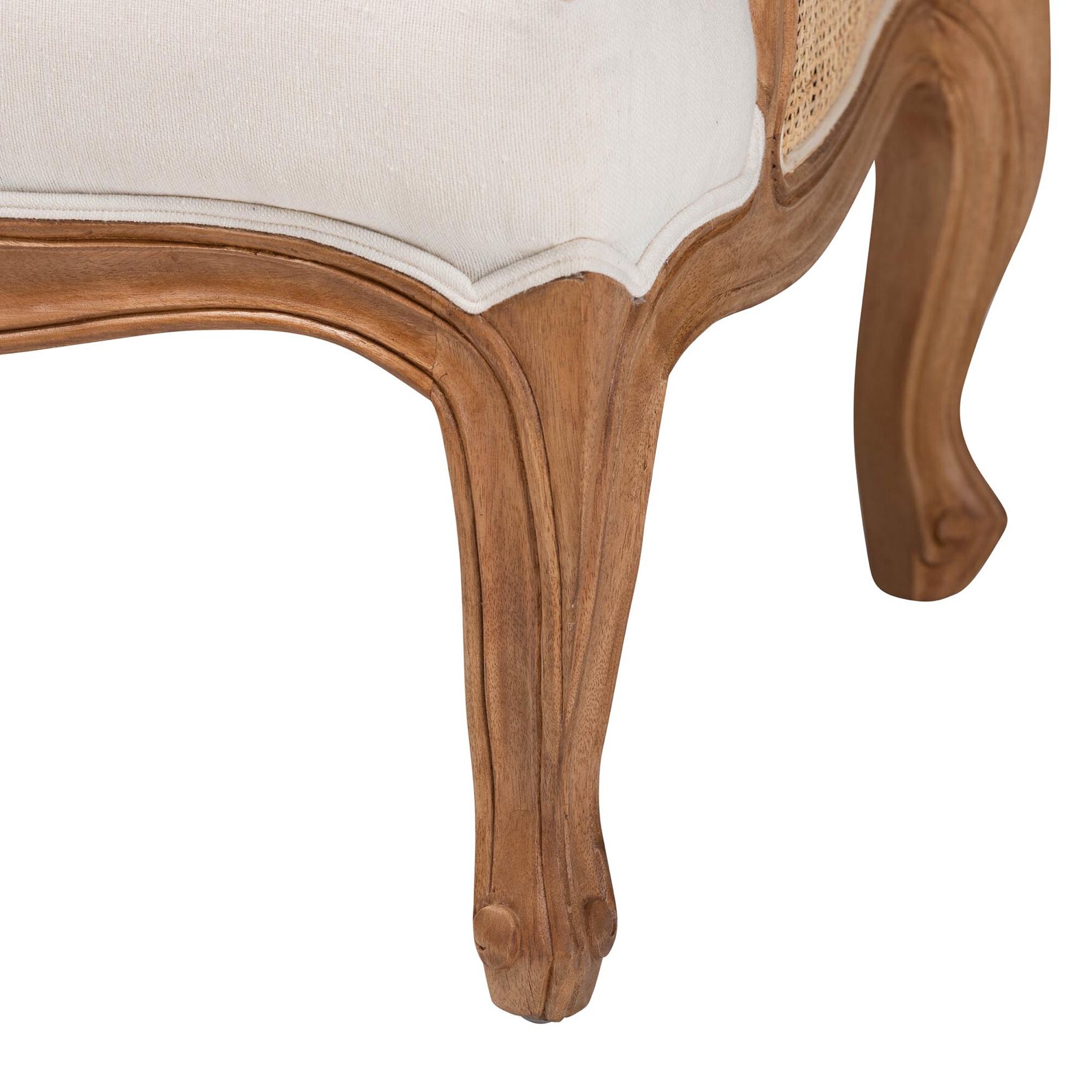 Sylvestra Traditional French Beige Fabric And Honey Oak Finished Wood Low Seat Accent Chair, , alternate image number 5