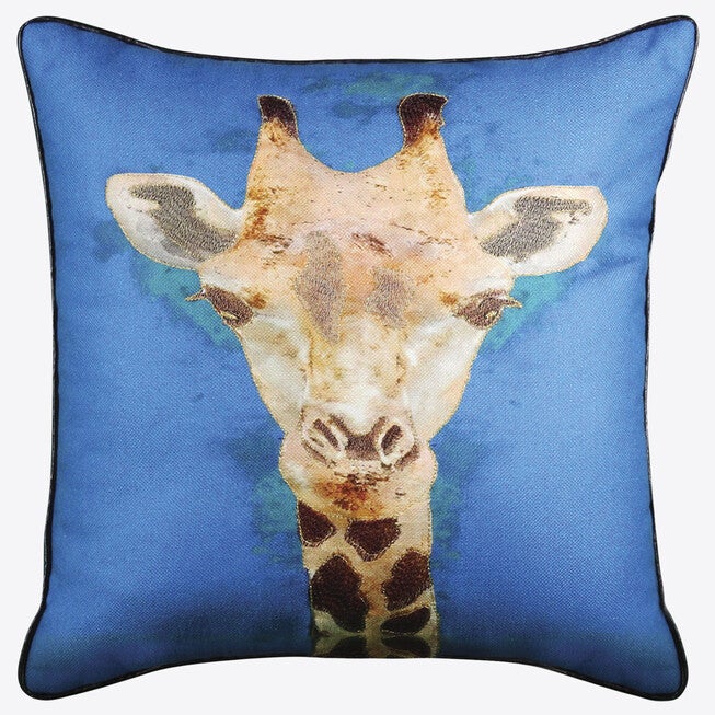 Giraffe Reversible Decorative Pillow, BLUE, hi-res image number null