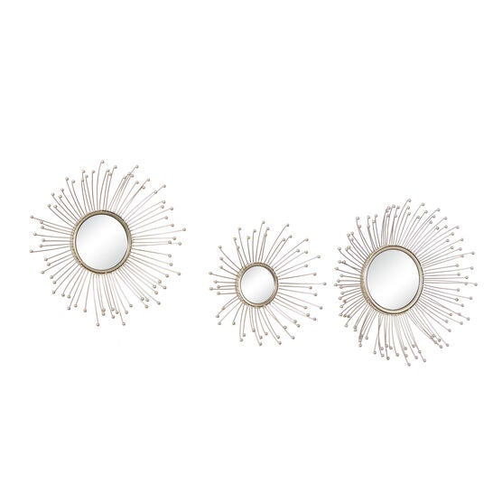 Set Of 3 Gold Metal Glam Wall Mirror, , alternate image number null