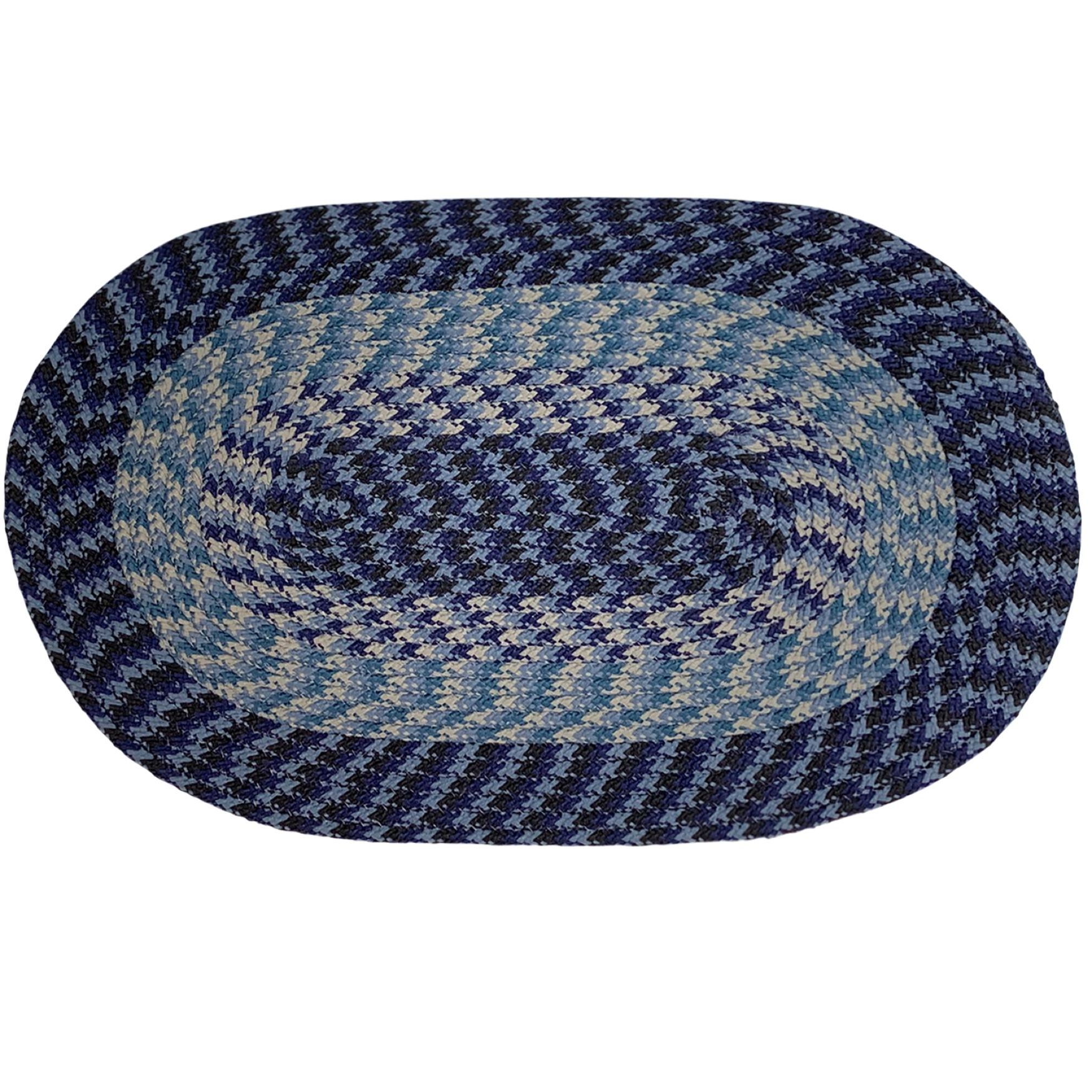Alpine Braid Collection Reversible Indoor Area Rug in Vibrant Colors, 20 inches" x 30 inches" Oval , NAVY STRIPE, hi-res image number 0