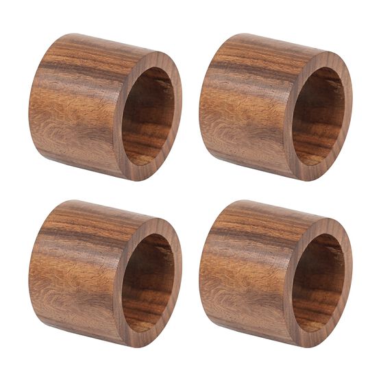 Wood Band Napkin Ring, Set of 6, BROWN, hi-res image number null