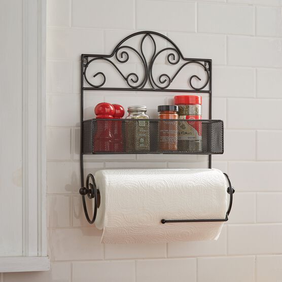 Scroll Shelf With Paper Towel Holder Kitchen Brylane Home