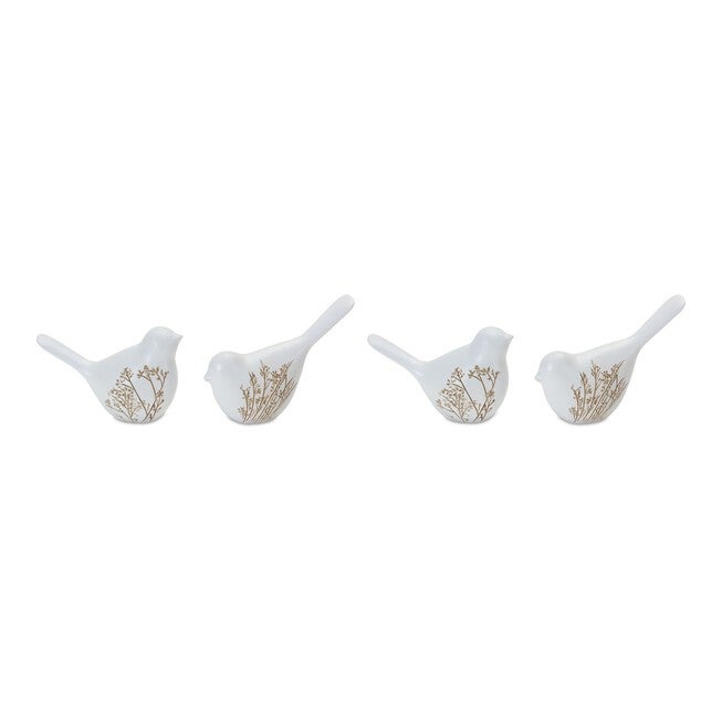 Bird (Set of 4) 3.25 inchesH, 4 inchesH Resin, WHITE/BROWN, alternate image number null
