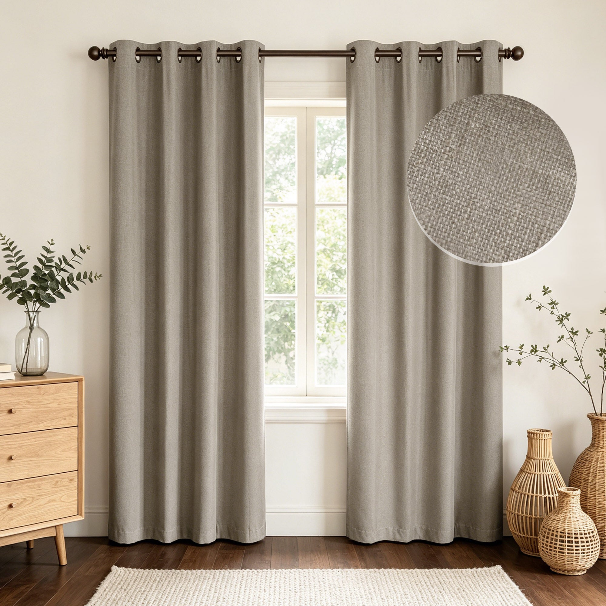 Linen Slub 100% Blackout Grommet Pair