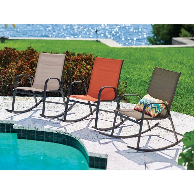 Brylane Roma Rocker Simple Extra-Wide 350 lbs. Capacity Rocker, Dark Bronze | Brylane Home