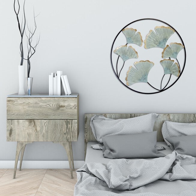 Gingko Flower Medallion Metal Wall Decor, , alternate image number null