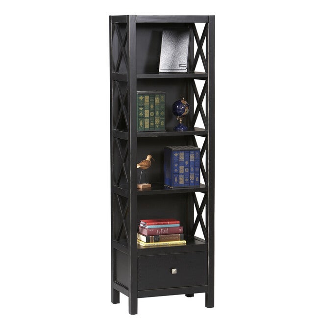Anna Tall Narrow Bookcase, BLACK, hi-res image number 0