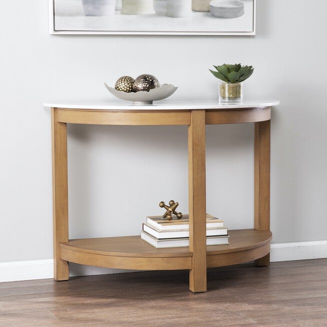 Chandlen Demilune Console Table, WHITE, hi-res image number 0