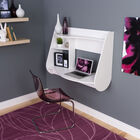Curved Hutch-Style Floating Desk, WHITE, hi-res image number null
