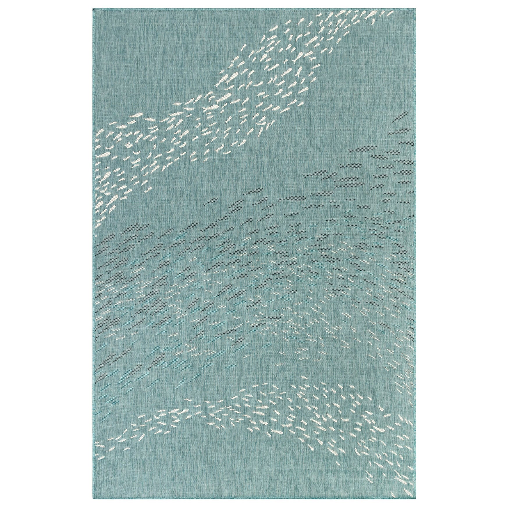 Carmel School Of Fish Indoor/Outdoor Area Rug Aqua, AQUA, hi-res image number 0