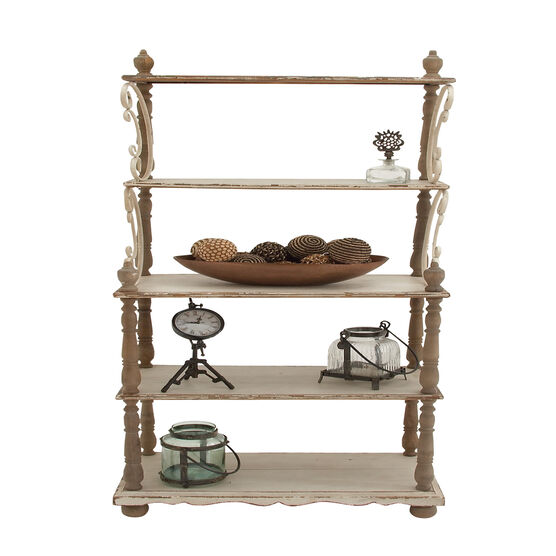 White Wood Farmhouse Shelving Unit, 75 " x 32 " x 16 ", , on-hover image number null