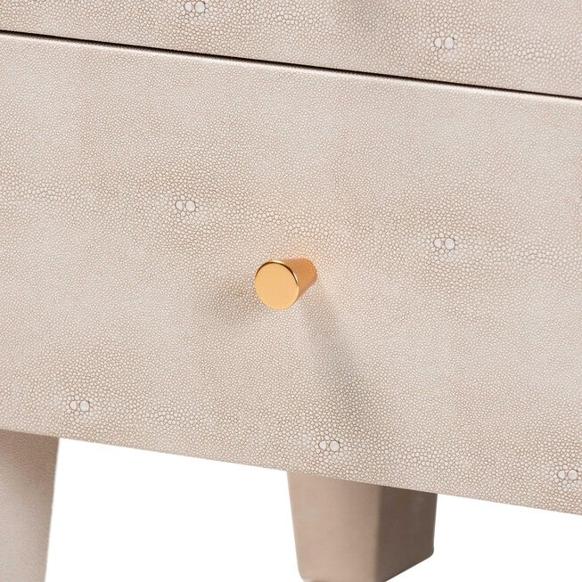 Leyna Modern Beige Faux Shagreen 3-Drawer End Table, BEIGE, alternate image number null