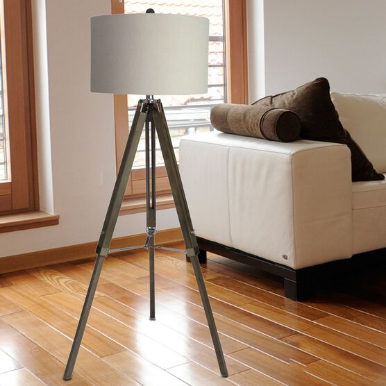 Weatherd Grey Wood & Metal 60" Floor Lamp, , on-hover image number null