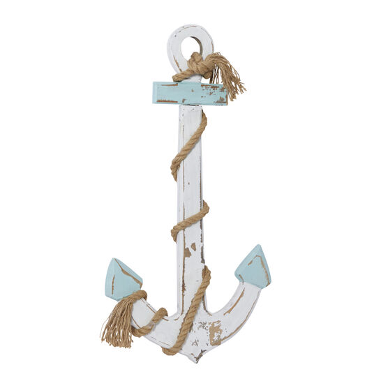 White Coastal Anchor Wood Wall Décor, , alternate image number null