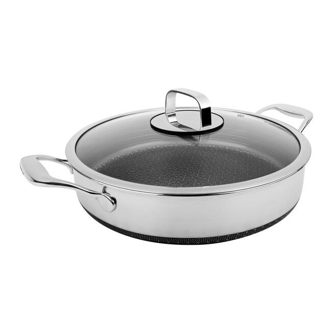 LIVWELL DiamondClad™ 5 Quart Hybrid Nonstick Stainless Steel Saute Pan and Lid, Dishwasher Safe, PFOA-free – Silver/Black, SILVER, hi-res image number null