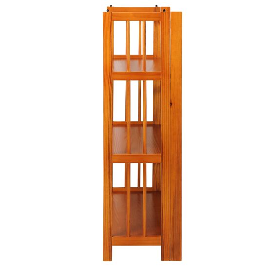 3-Shelf Folding Stackable Bookcase 27.5" Wide-Honey Oak, , on-hover image number null