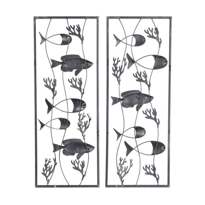 Set Of 2 Metal Coastal Fish Wall Decor, , on-hover image number 1