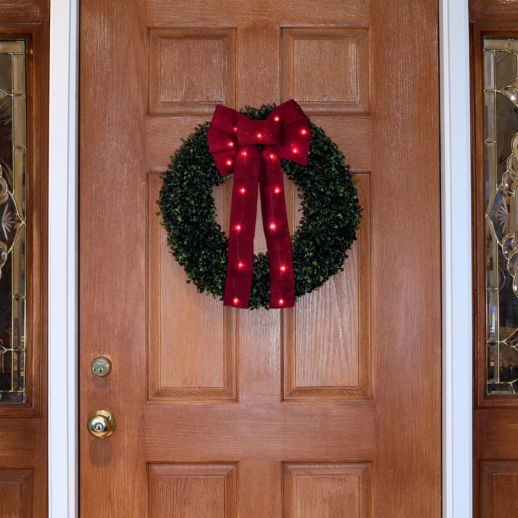 Red LED Wired Ribbon Bow, RED, hi-res image number 0