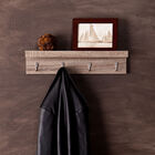Modern Wood Wall-Mount Shelf with Hooks, , alternate image number null