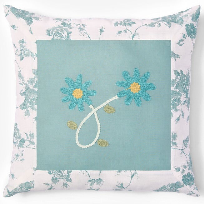 Emma Embroidered 16 inchesSq. Pillow, SEAGLASS, hi-res image number null