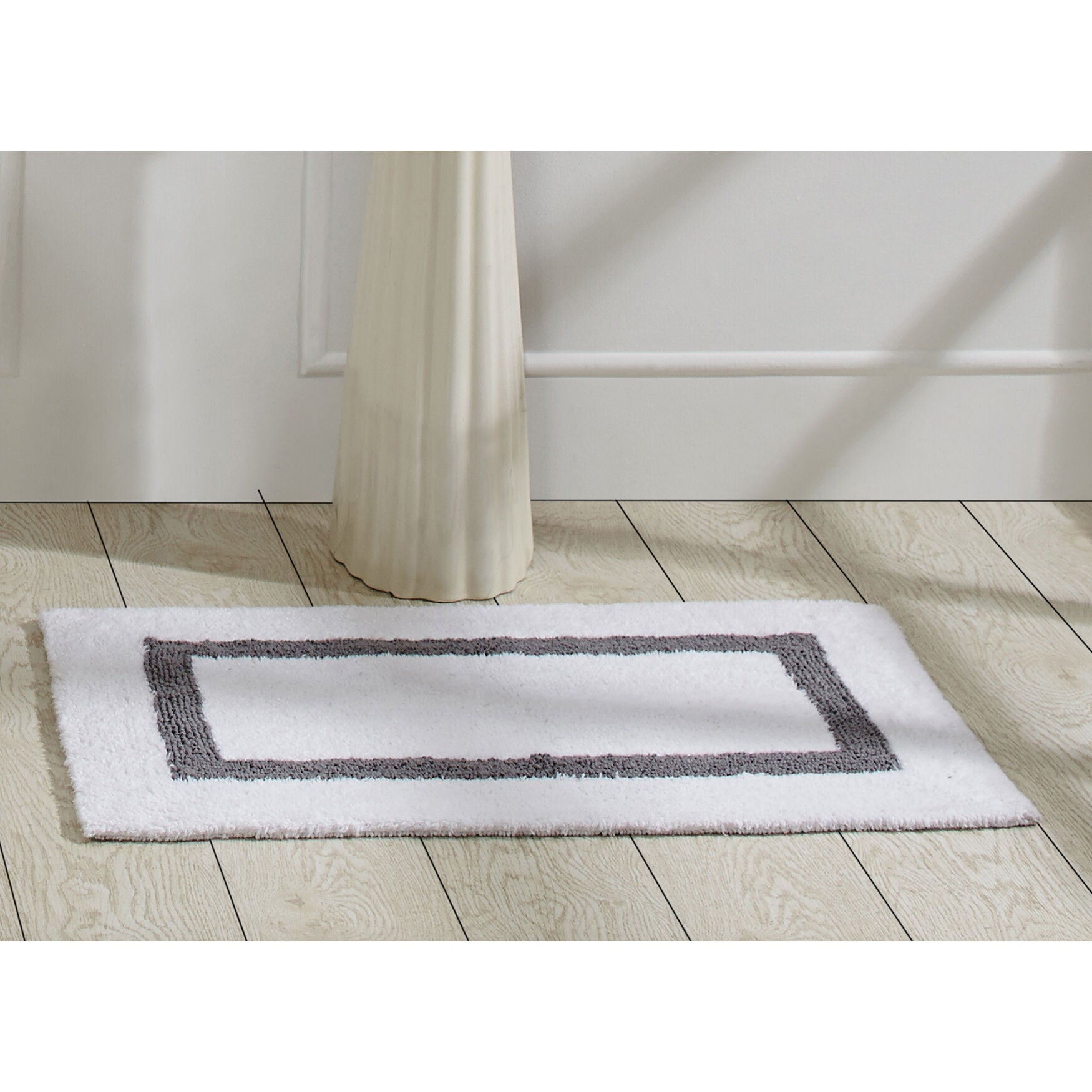 Hotel Collection 100% Cotton 17 inches X 24 inches Rectangle Bath Rug, WHITE GRAY, hi-res image number 0