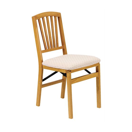 Slat Back Wood Folding Chairs, Set Of 2, OAK, hi-res image number null