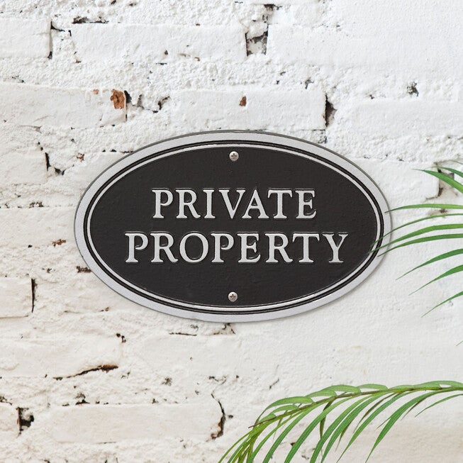 Private Property Oval Wall/Lawn Statement Plaque, , alternate image number null