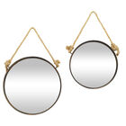 Set Of 2 Brown Metal Industrial Wall Mirror, BROWN, hi-res image number null