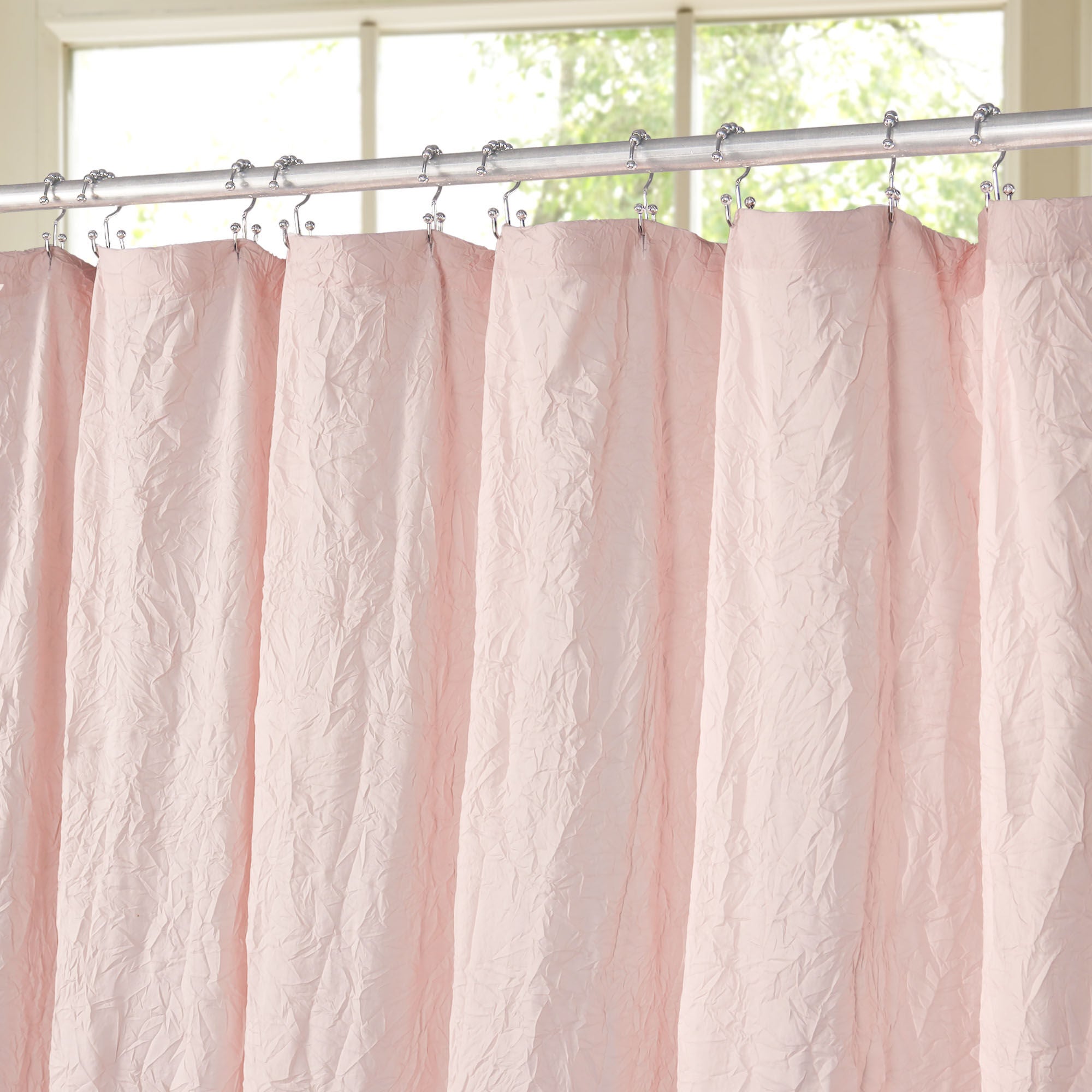 Crinkle Eco-friendly Water Repellent Solid Texture Shower Curtain, BLUSH, alternate image number 2