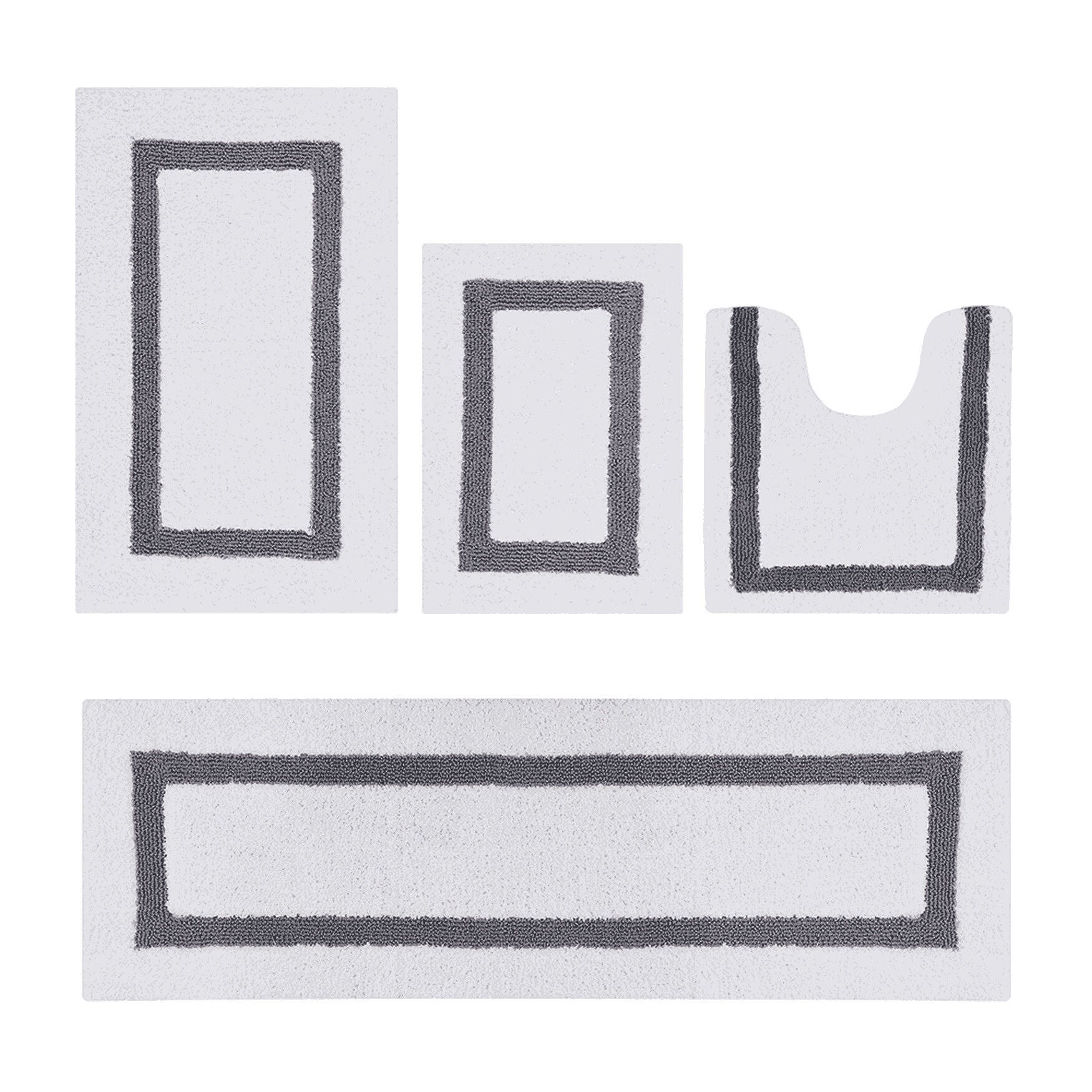 Hotel Collection 100% Cotton 4 Piece (17" X 24" | 20" X 20" | 21" X 34" | 20" X 60") Bath Rug Set