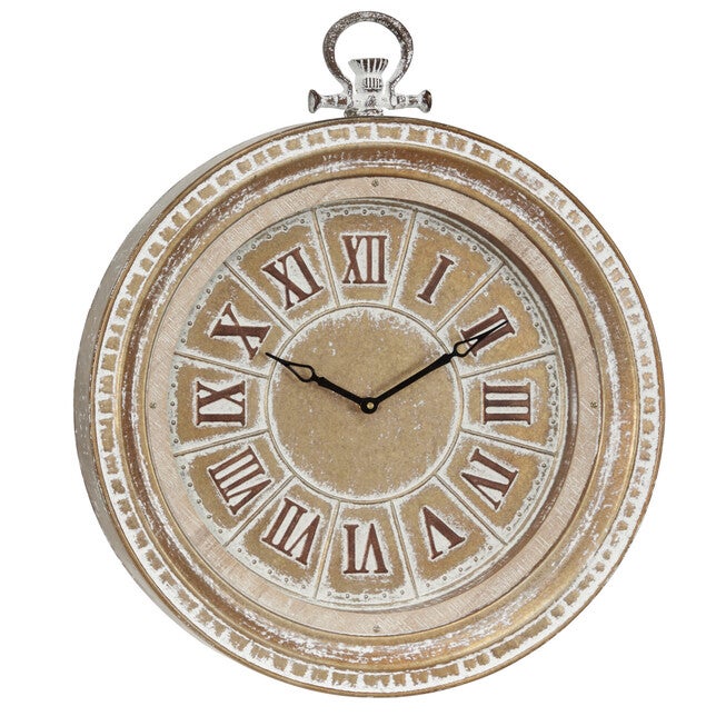 Beige Vintage Metal Wall Clock, BEIGE, hi-res image number 0